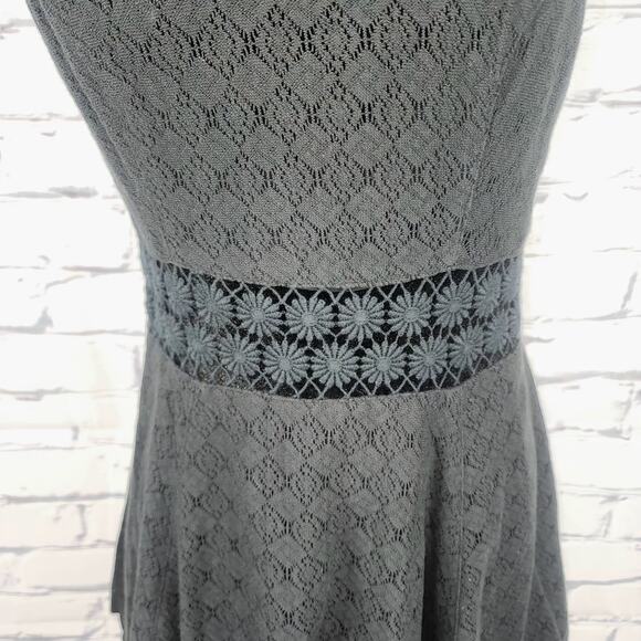Free People Dress Daisy Lace Embroidered Cutout Mini Skater Black cute goth - Picture 4 of 8